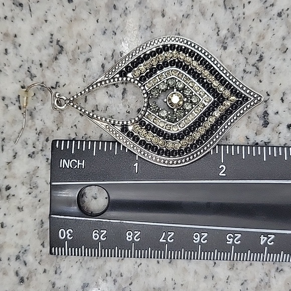 Teardrop Rhinestone Dangle Earrings - Picture 3 of 4